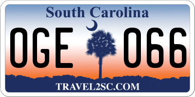 SC license plate OGE066
