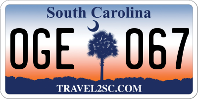 SC license plate OGE067