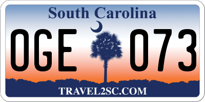 SC license plate OGE073
