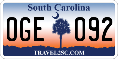 SC license plate OGE092