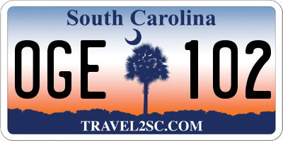 SC license plate OGE102