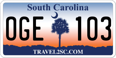 SC license plate OGE103