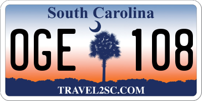 SC license plate OGE108