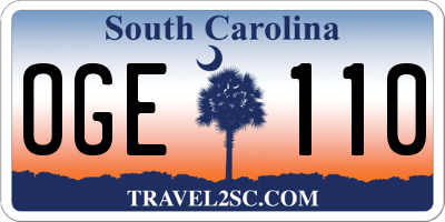 SC license plate OGE110