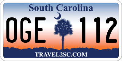 SC license plate OGE112