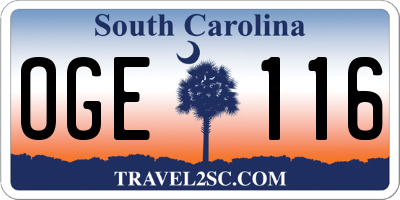 SC license plate OGE116
