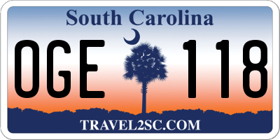 SC license plate OGE118