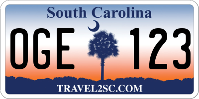 SC license plate OGE123