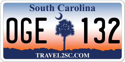 SC license plate OGE132
