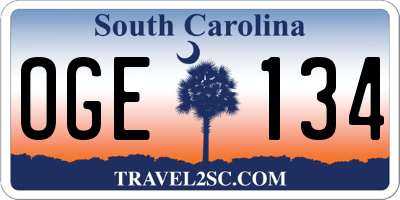 SC license plate OGE134
