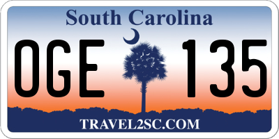 SC license plate OGE135