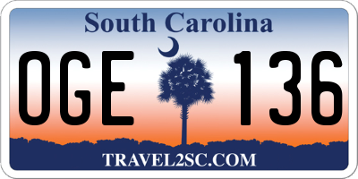 SC license plate OGE136