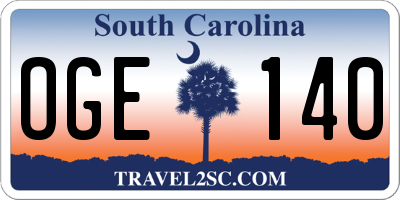 SC license plate OGE140