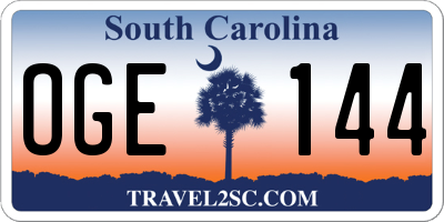 SC license plate OGE144