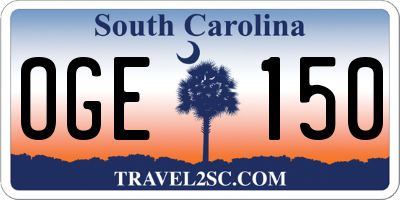 SC license plate OGE150