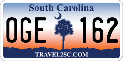 SC license plate OGE162