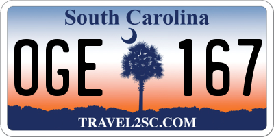 SC license plate OGE167