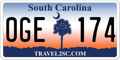 SC license plate OGE174
