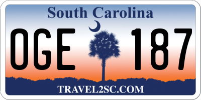 SC license plate OGE187