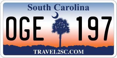 SC license plate OGE197