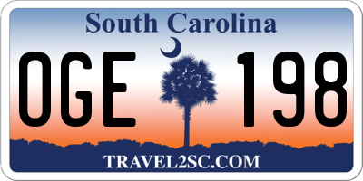 SC license plate OGE198