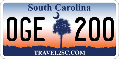 SC license plate OGE200
