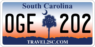 SC license plate OGE202