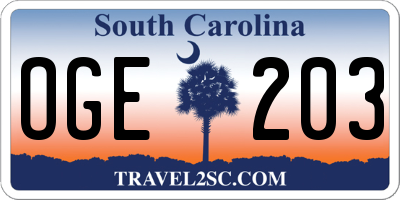 SC license plate OGE203