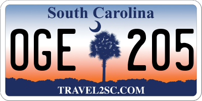 SC license plate OGE205