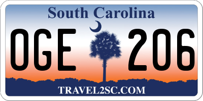 SC license plate OGE206