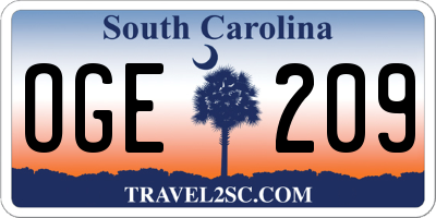 SC license plate OGE209