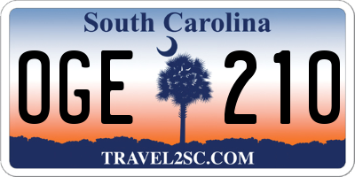 SC license plate OGE210