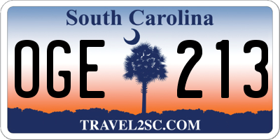 SC license plate OGE213