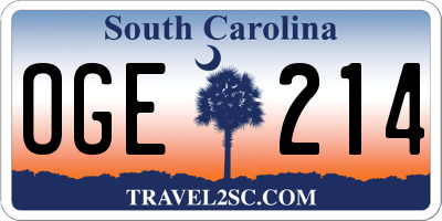 SC license plate OGE214