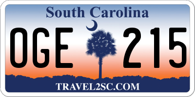 SC license plate OGE215