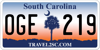 SC license plate OGE219