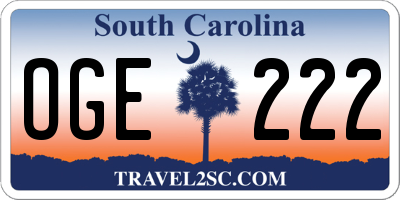 SC license plate OGE222