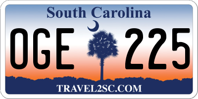 SC license plate OGE225