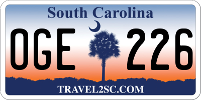 SC license plate OGE226