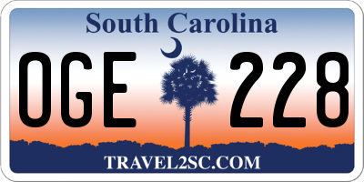 SC license plate OGE228