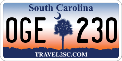SC license plate OGE230