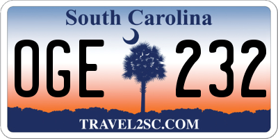 SC license plate OGE232