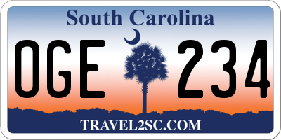 SC license plate OGE234