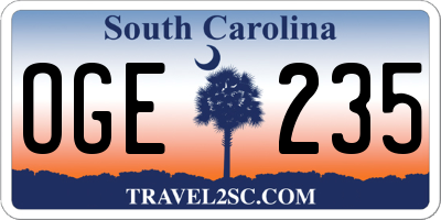 SC license plate OGE235