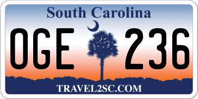 SC license plate OGE236