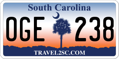 SC license plate OGE238