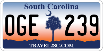 SC license plate OGE239