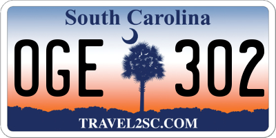 SC license plate OGE302