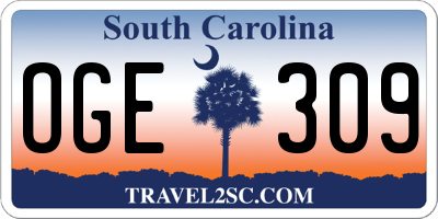 SC license plate OGE309
