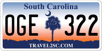 SC license plate OGE322